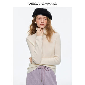 Maglione Invernale da <span class=keywords><strong>Donna</strong></span> VEGA CHANG 100% Lana Merino a Collo Alto, Morbido Pullover in <span class=keywords><strong>Maglia</strong></span> Color Crema per Outfit Casual e Chic - Product Image 3