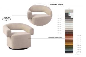 Poltrona Girevole CARLFORD in Stile Nordico, Beige, per Soggiorno e Salotto - Product Image 4