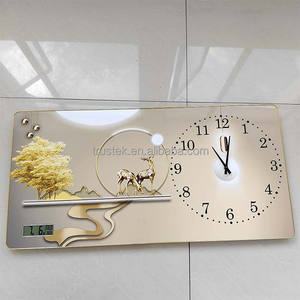 Orologio da Parete Artistico e Murale Decorativo <span class=keywords><strong>Cervo</strong></span> Dorato in Porcellana Cristallo - Product Image 1