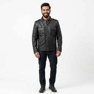 Vestes pour hommes, manteau en cuir tendance avec fermetures éclair stylées, élégant et chaud, veste attrayante pour hommes - Product Image 1