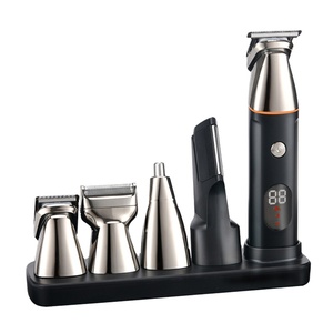 Tondeuse multifonction 5 en 1 pour hommes, rechargeable par USB, sans fil, kit de toilettage pour barbe, nez, oreilles et corps, écran LED, hôtel - Product Image 1