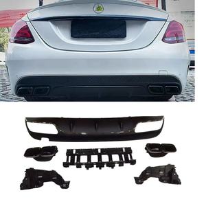 ชุดแต่งลิ้นกันชนหลังสำหรับ Mercedes-Benz C-Class W205 ปี 2015-2018 ทรง C63 วัสดุ ABS สีดำเงิน พร้อมปลายท่อไอเสีย - Product Image 1