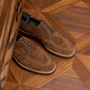 Premium <span class=keywords><strong>scarpe</strong></span> da <span class=keywords><strong>uomo</strong></span> in camoscio autunnale in stile inglese Derby in vera pelle con lacci <span class=keywords><strong>scarpe</strong></span> da sposa in stile punta - Product Image 3