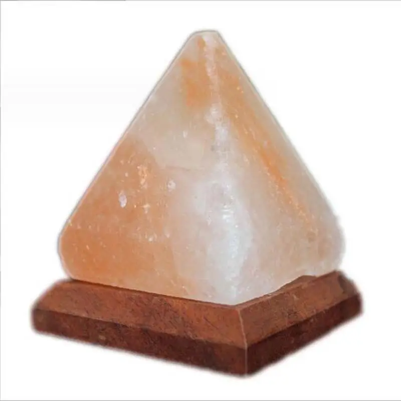 Lampu garam Himalaya buatan tangan alami berubah warna 2-3kg dengan dasar kayu