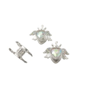Heart-shaped Wings Alloy Pendant With Rhinestones For DIY Jewelry <b>Necklace</b> Earrings Bracelet <b>Small</b> Size Spring 2025 - Product Image 5