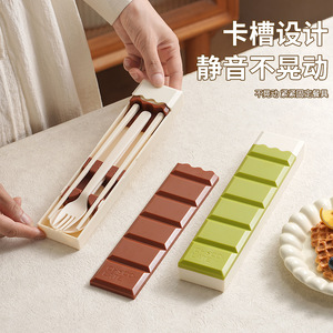 Ensemble de couverts en chocolat Heartmade : cuillère, fourchette, baguettes, qualité alimentaire, portable, boîte de rangement pour camping - Product Image 5