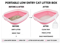 Bac à litière pour chat portable à ouverture supérieure, pour chatons, avec système de collecte des déchets, entrée basse, anti-éclaboussures, plateau en plastique avec pelle à litière, OEM