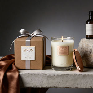 AIKUN Natural Soy Wax Long Burning Glass Candle Scented Candle Jar Candle for Home Decor Wholesale Gift Box - Product Image 4