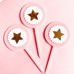 3 pz/set rosa acrilico stella cuore cuocce Topper torta per ragazze decorazione festa di <span class=keywords><strong>compleanno</strong></span> - Product Image 2
