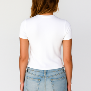 Fabricant Personnalisé Basique Y2K Vierge T-shirts de Luxe Blancs Coton T-<span class=keywords><strong>shirt</strong></span> Débardeurs Courts et Baby Tees pour Femmes - Product Image 3