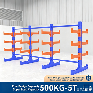Estantería Cantilever Doble de 5 Niveles, Acero con Recubrimiento en Polvo Azul, Sistema de Almacenamiento Industrial Ajustable - Product Image 5