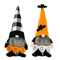 Vente en gros Halloween chauve-souris noir blanc Plaid Gnome elfe en peluche sans visage poupées nains pour la décoration de la maison ornement de Table