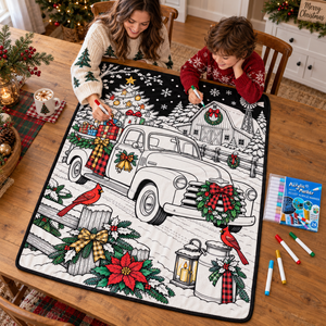 Wholesale <b>Christmas</b> DIY Coloring Flannel Blanket Rectangular Holiday Pattern Home Use Washable Graffiti Blanket for Bed - Product Image 3