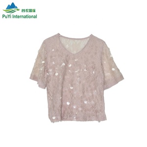 Blus rajut putih wanita, kemeja Dalaman pendek campur tangan kedua pakaian bekas grosir untuk musim gugur - Product Image 3