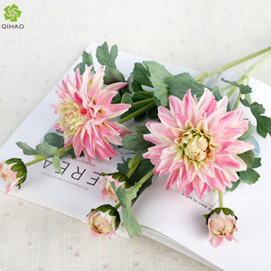 Nuevas Flores de Seda de Plástico con 3 Cabezas de Dalia, Alta Simulación, Decoración del Hogar, Uso en Exteriores - Product Image 2