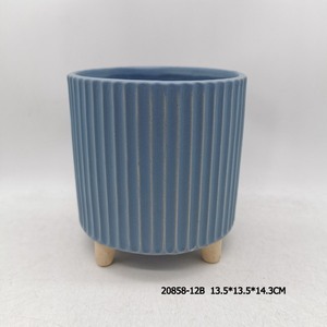 <span class=keywords><strong>Pot</strong></span> à rayures en céramique à pieds cylindriques dans des pots <span class=keywords><strong>de</strong></span> fleurs jardinières pour votre jardin - Product Image 3