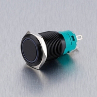 Interrupteur à bouton-poussoir en métal 16mm 19mm 22mm Broches courtes Verrouillage à verrouillage Auto-réinitialisation Interrupteur à bouton-poussoir noir oxydé momentané