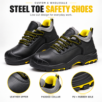 Chaussures de sécurité basses en cuir personnalisées avec embout en acier, semelle intermédiaire en Kevlar et semelle extérieure en caoutchouc PU résistante à l'huile pour le travail industriel (vente en gros)