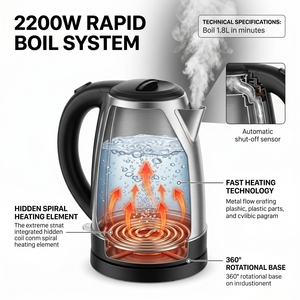 Bouilloire Métallique Rétro Simple 1,8 L en Gros, Appareil Électrique 220 V à Bas Prix, Promotion Économique, Capacité 1,8 L pour Préparer Plusieurs Tasses - Product Image 4