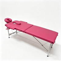 Table de massage professionnelle pliable à 2 sections avec pieds en acier inoxydable et appui-tête pour salon de tatouage