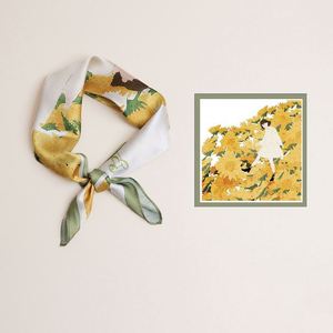 Pañuelo de Seda Cuadrado Pequeño y Elegante de 53 cm para Mujer, Accesorios de Ropa, YHK0063, Venta al Por Mayor Personalizada - Product Image 1