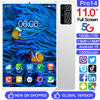 Tablet Pro 14 de 11 Pulgadas, MTK Android 15, 16GB+1TB, 108MP, 8000mAh, 5G, Doble SIM+TF, Carga Rápida, Resistente al Calor, Tipo-C Universal