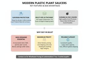 Soucoupes écologiques durables en plastique noir pour pots de plantes, plateaux de récupération d'eau pour décoration de jardin intérieur et extérieur, grande capacité - Product Image 2