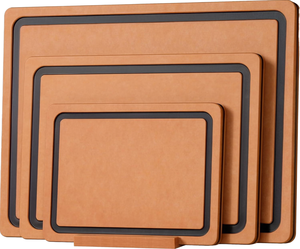 Ensemble de 3 planches à découper en fibre de bois, antidérapantes, rectangulaires, avec rainure pour les jus, compatibles lave-vaisselle, pour la cuisine - Product Image 1