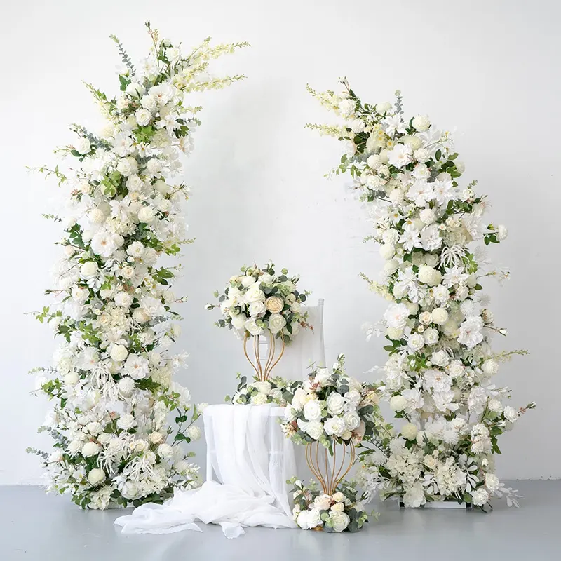 Customized White Arch Flowers For Wedding Hotel Decoration Gate Flowers