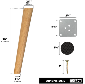 Pieds de meubles modernes en bois de hêtre massif, pieds de table ronds en bois pour banc et chaise - Product Image 2