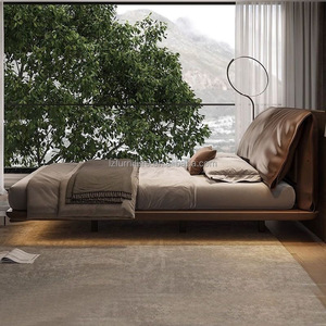 Cama Doble de Cuero Italiana de Lujo Ligero de 1.8m, Cama Flotante Moderna con Panel de Oreja de Elefante, Nueva Cama Matrimonial Subsidizada por el Gobierno - Product Image 3