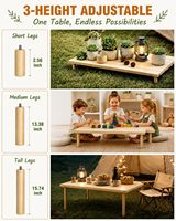 Table de pique-nique pliante portable en bois massif, table basse moderne pliable, hauteur réglable, plage, camping, jardin, extérieur