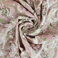 Tissu en dentelle de velours de soie brodé de sequins de haute qualité, très prisé pour les robes de mariée pour femmes