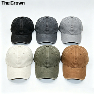 Casquette de baseball 6 panneaux en sergé de coton délavé avec logo personnalisé, style vintage vieilli, vente en gros, six coloris, fabricant - Product Image 2
