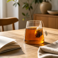 Verre à boire conique moderne en verre borosilicate transparent pour la maison, les restaurants, les cafés, les boissons glacées et les lattes
