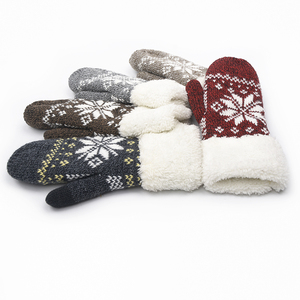 Gants d'hiver pour femmes Doublure en polaire chaude Mitaines à flocons de neige - Product Image 4