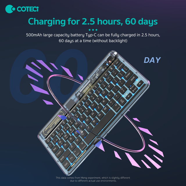 COTECi Fashion Design Slim Stylish Wireless Crystal Keyboard for Windows ISO Androids Systems