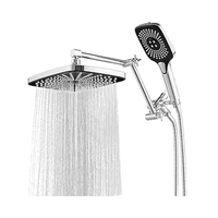 Pommeau de douche mural chromé ABS 12 pouces à poignée unique avec design pluie poli et robinets en céramique à débit contrôlé