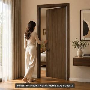 Puerta Interior de Madera para Dormitorio con Revestimiento de Melamina, Diseño Moderno y Liso, Panel HDF con Borde PUR, Suministro al por Mayor para Proyectos de Apartamentos - Product Image 5