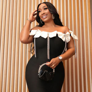 ชุดเดรสเปิดไหล่ติดโบว์สำหรับผู้หญิงชุดเดรสสำหรับงานพรอมเย็นสีดำหรูหราสำหรับผู้หญิงใส่ไปงานเลี้ยงอาหารค่ำ - Product Image 6