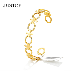 กำไลข้อมือสตรี Justop สแตนเลสสตีลชุบทอง กันน้ำ ป้องกันอาการแพ้ ไม่หมอง ทันสมัย สวยงาม อุปกรณ์เครื่องประดับแฟชั่น - Product Image 5