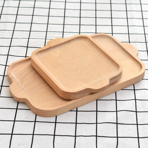 Japanese Beech Wood <b>Tray</b> Rectangular With Handle For <b>Tea</b> Coffee Hotel Restaurant Serving <b>Trays</b> Solid Color - Product Image 2