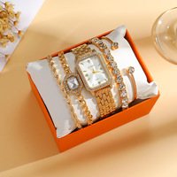 Ensemble Cadeau Montre Quartz de Luxe et Bijoux pour Femme en Gros, ODM, Fête des Mères, Remise de Diplôme, Amitié, Bracelet Tendance et Polyvalent