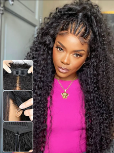 Perruque bouclée mi-tête avec cordon de serrage, 100 % cheveux humains indiens bruts, sans colle, ajustable et respirante, style <span class=keywords><strong>pixie</strong></span> bouclé - Product Image 2