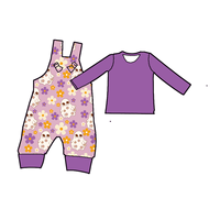 Combinaison bébé personnalisable vintage respirante avec bretelles et haut à manches longues noir en bambou