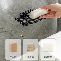 Support mural moderne pour savon, sans perçage, étanche et durable, avec égouttoir et crochet, pour rangement et organisation dans la salle de bain