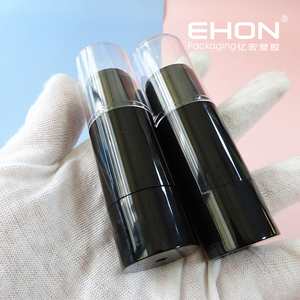 Round Empty Twist Up Lipstick Tube Black Plastic Lip Stick Container Clear Outer Cap Cosmetic Lip Balm Packaging Custom Logo - Product Image 1