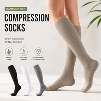 Chaussettes de compression personnalisées en fibre de bambou, hautes jusqu'au genou, pour le sport, résistantes aux odeurs, avec semelle en tissu éponge rembourrée, pour hommes et femmes