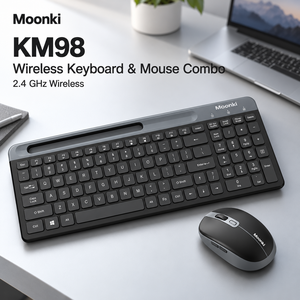 Clavier et souris sans fil, combo fin, multi-appareils, récepteur USB, clavier compact pour ordinateur de bureau, tablette, téléphone - Product Image 6