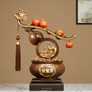 Ornement citrouille-kaki avec cerf, bol porte-bonheur, décoration d'intérieur pour salon, entrée, cadeau de pendaison de crémaillère - Product Image 1